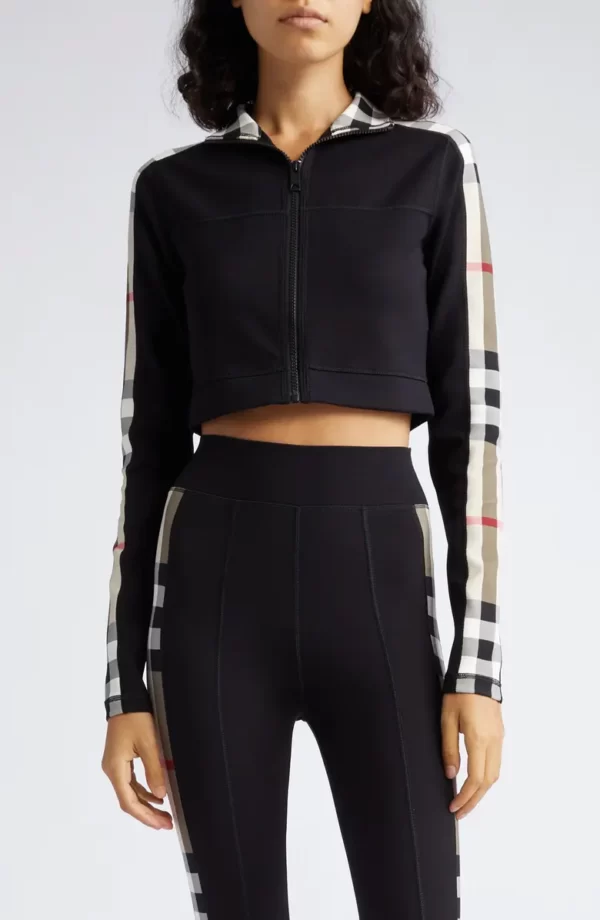 Burberry - Cynthia Crop Check Panel Front Zip Top