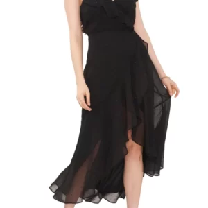 1.STATE - Metallic Dot Ruffle High-Low Maxi Dress