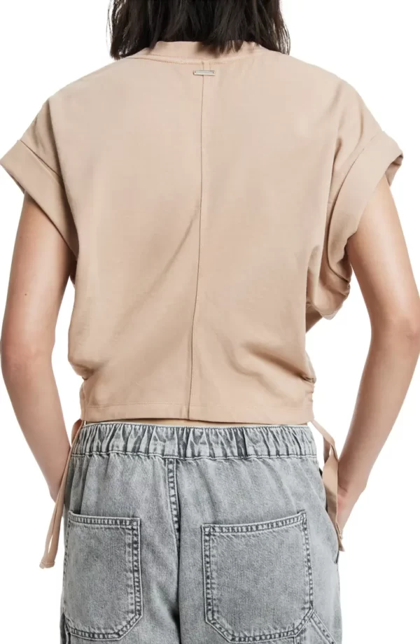 AllSaints - Mira Side Ruched Cotton Crop Top - Image 3