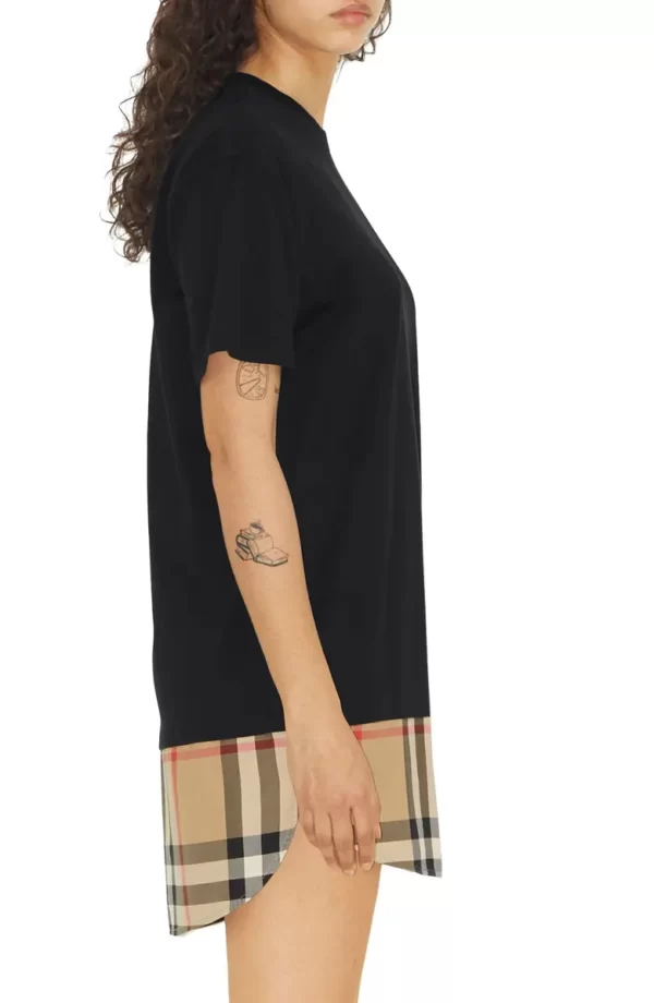Burberry - Eden Check Shirttail Hem T-Shirt - Image 4