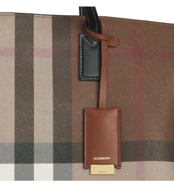 Burberry - Medium Check E-Canvas & Leather Tote - Image 4