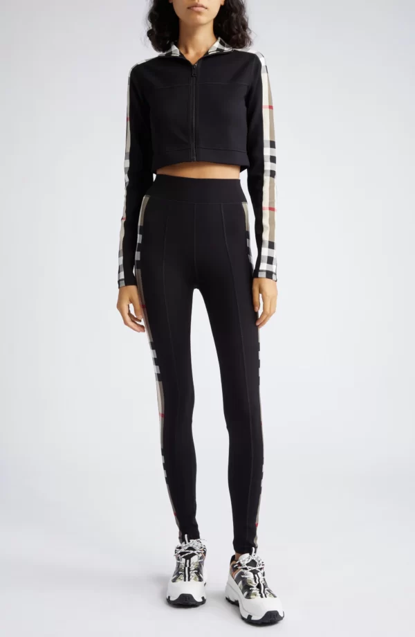 Burberry - Cynthia Crop Check Panel Front Zip Top - Image 2