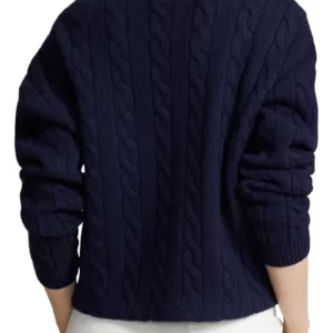 Polo Ralph Lauren – Wool & Cashmere Crop Cable Polo Sweater