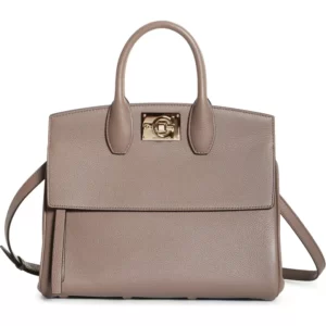FERRAGAMO – The Studio Calfskin Leather Top Handle Bag