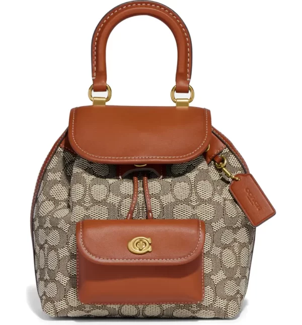 COACH - Riya Signature Jacquard & Leather Backpack