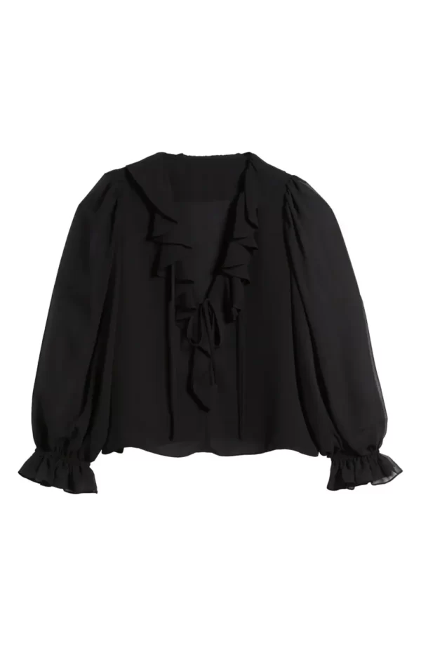 1.STATE - Ruffle Tie Neck Top - Image 3