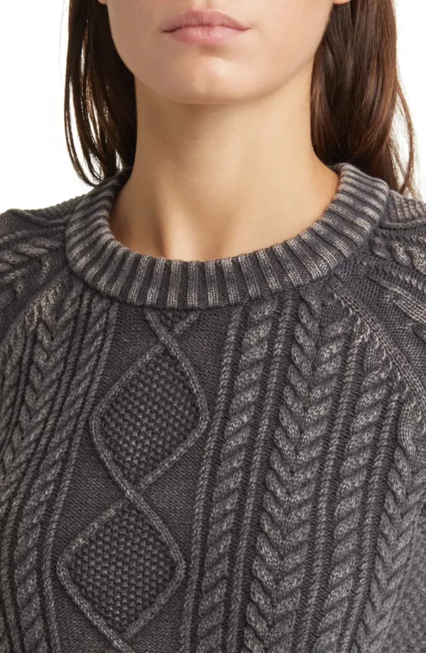 Faherty - Sunwash Organic Cotton Cable Crewneck Sweater - Image 4