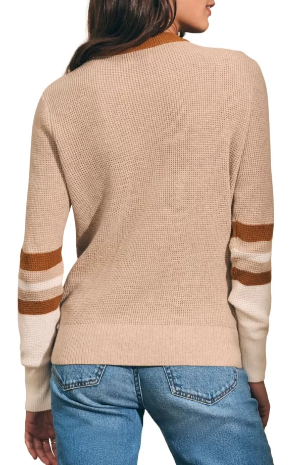Faherty - Throwback Stripe Sleeve Organic Cotton & Cashmere Crewneck Top - Image 5