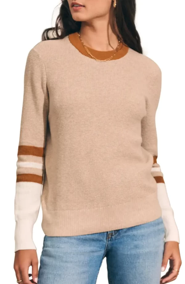 Faherty - Throwback Stripe Sleeve Organic Cotton & Cashmere Crewneck Top - Image 4