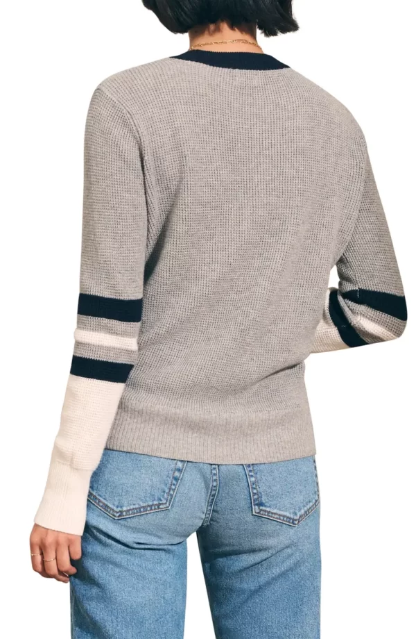 Faherty - Throwback Stripe Sleeve Organic Cotton & Cashmere Crewneck Top - Image 2