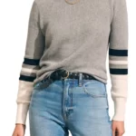 Faherty – Throwback Stripe Sleeve Organic Cotton & Cashmere Crewneck Top