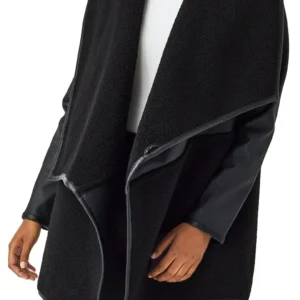 SPANX® – Fleece & Faux Leather Long Wrap Jacket
