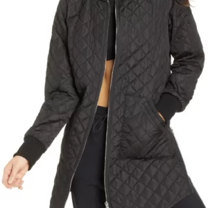 Zella - Longline Water Resistant Quilted Bomber Jacket