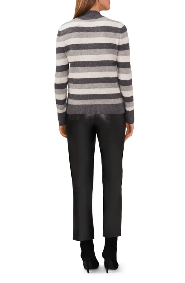 Halogen® - Sequin Stripe Mock Neck Sweater - Image 4