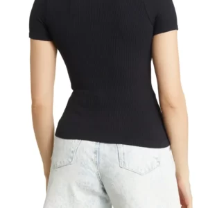 Free People – XYZ Scoop Neck Crop Rib T-Shirt