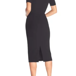 Dress the Population – Ruth Asymmetrical Neck Midi Dress