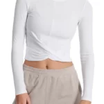 Vuori – Rib Long Sleeve Twist Front Crop T-Shirt