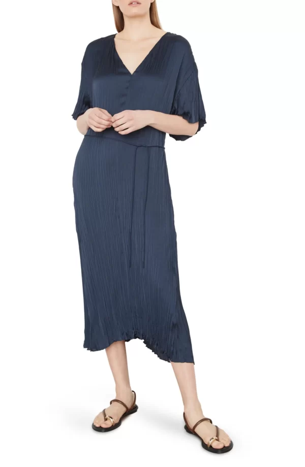 Vince - Plissé V-Neck Dress