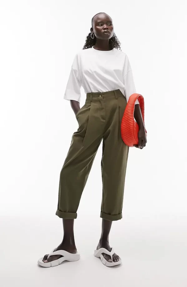 Topshop - Pleated Peg Leg Trousers