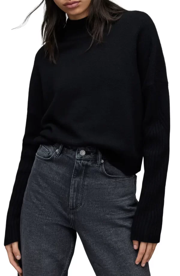 AllSaints - Orion Mock Neck Cashmere & Wool Sweater