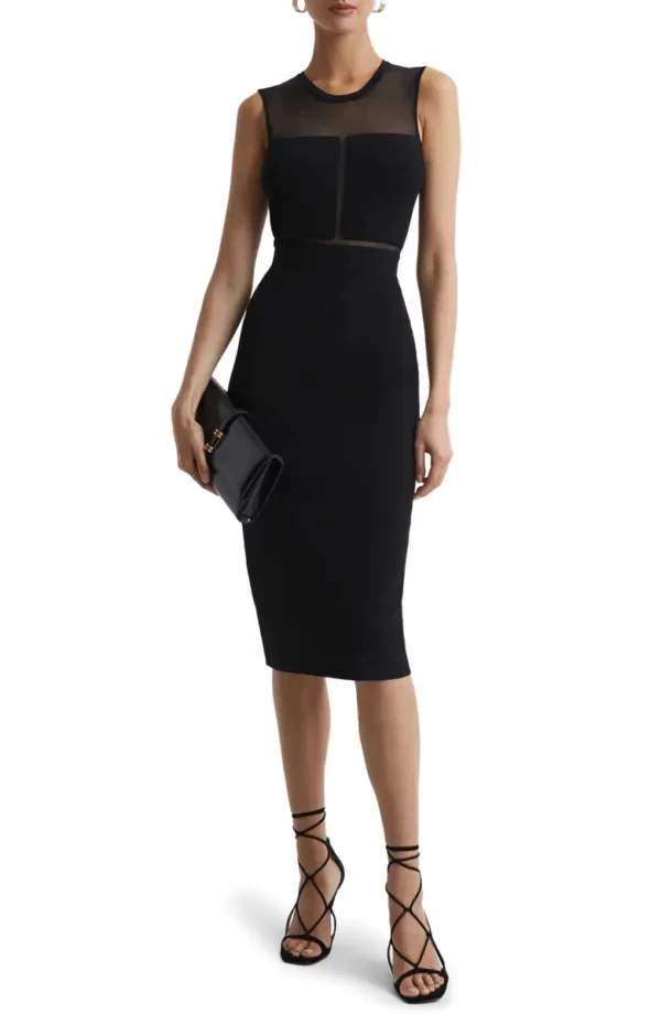 Reiss - Lucia Sleeveless Sheer Panel Sheath Dress