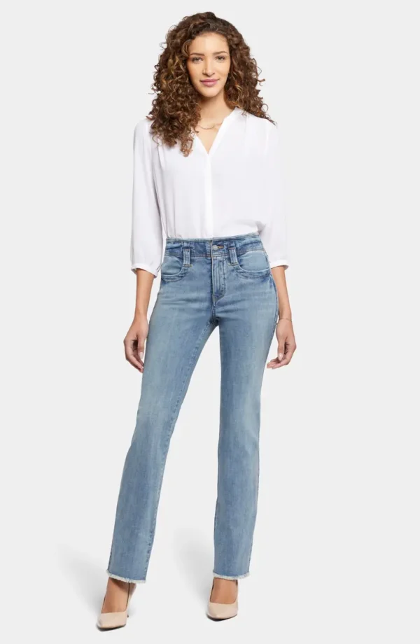 NYDJ - Marilyn High Waist Fray Hem Straight Leg Jeans