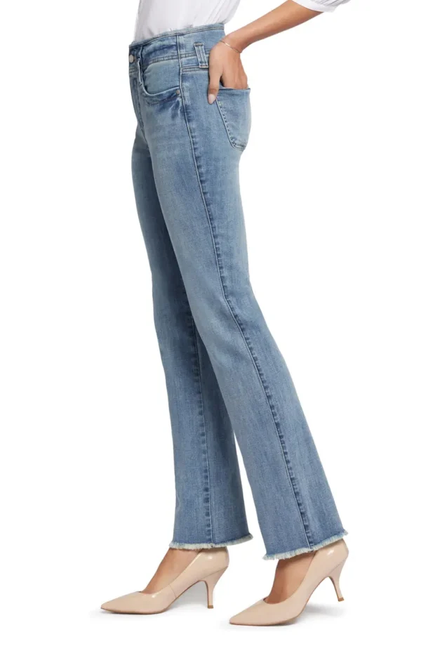 NYDJ - Marilyn High Waist Fray Hem Straight Leg Jeans - Image 3