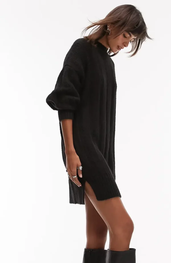 Topshop - Rib Long Sleeve Shift Sweater Dress - Image 3